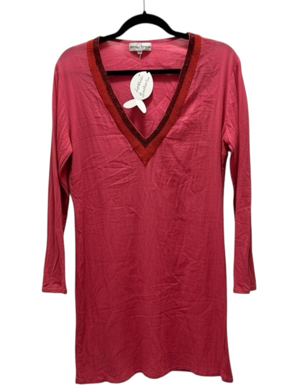 Antica Sartoria Pink Beaded Tunic Style Swimsuit Cover up Size Small NWT